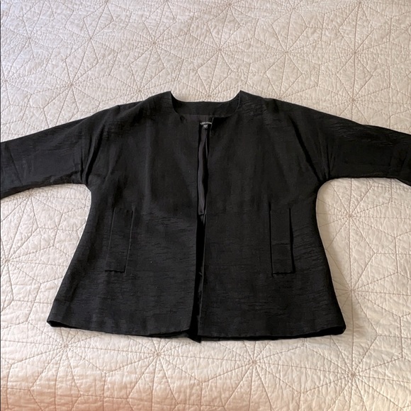 Eileen Fisher black silk jacket, sz S - Picture 2 of 7